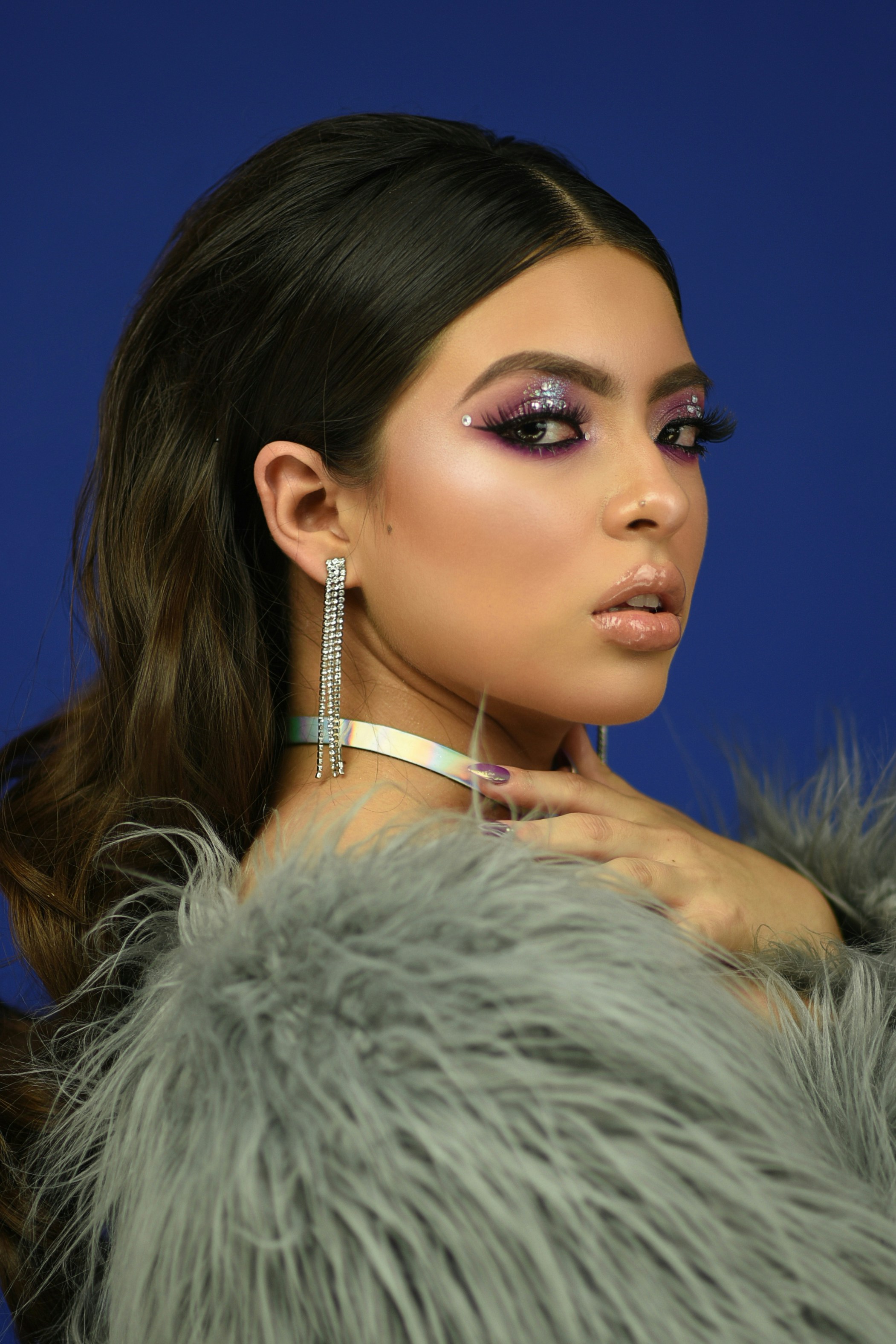 women's gray fur top