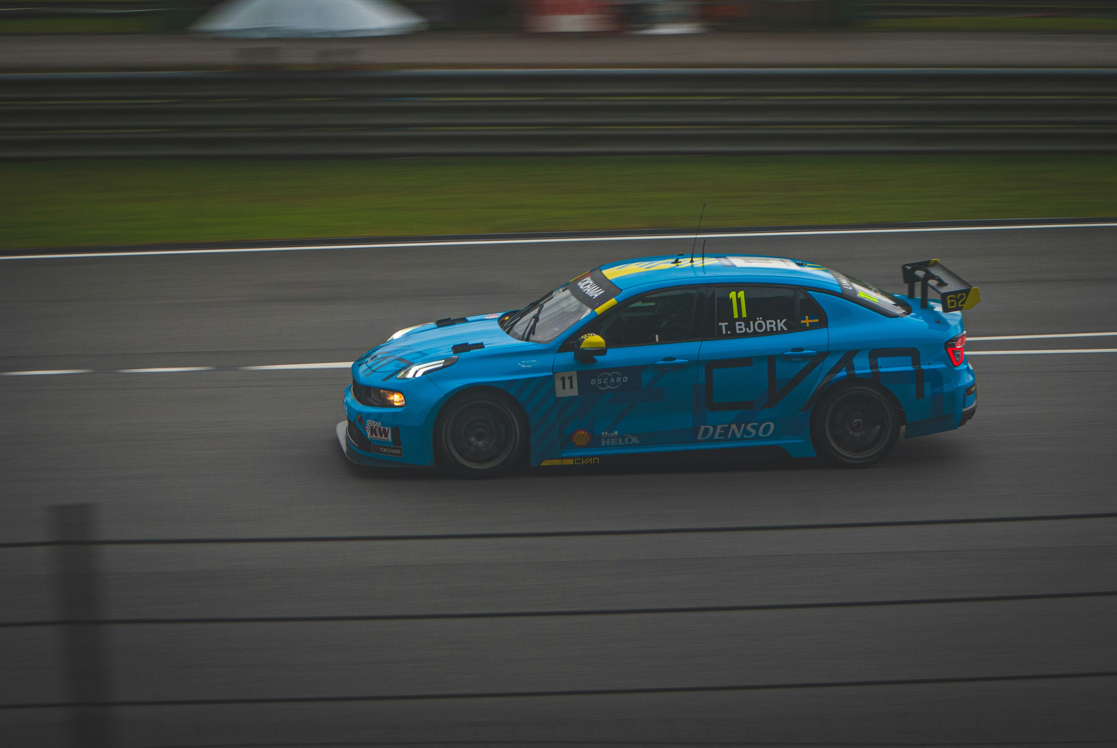 running stock car on track