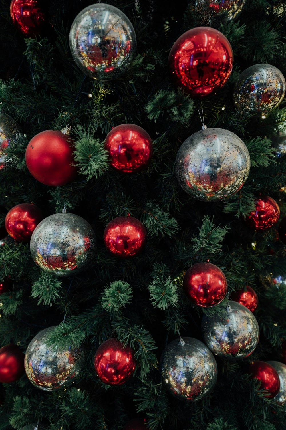 red and silver baubles