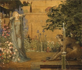 painting of woman wearing gray dress