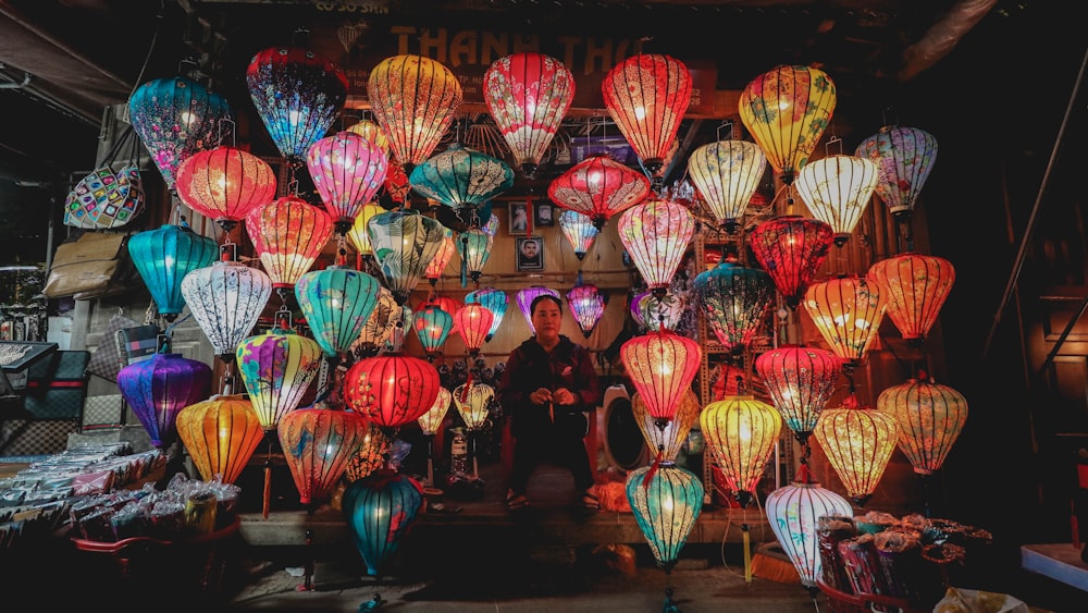 lanternes chinoises colorées