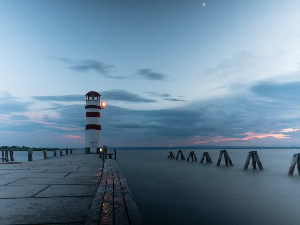 white and red lighthouse