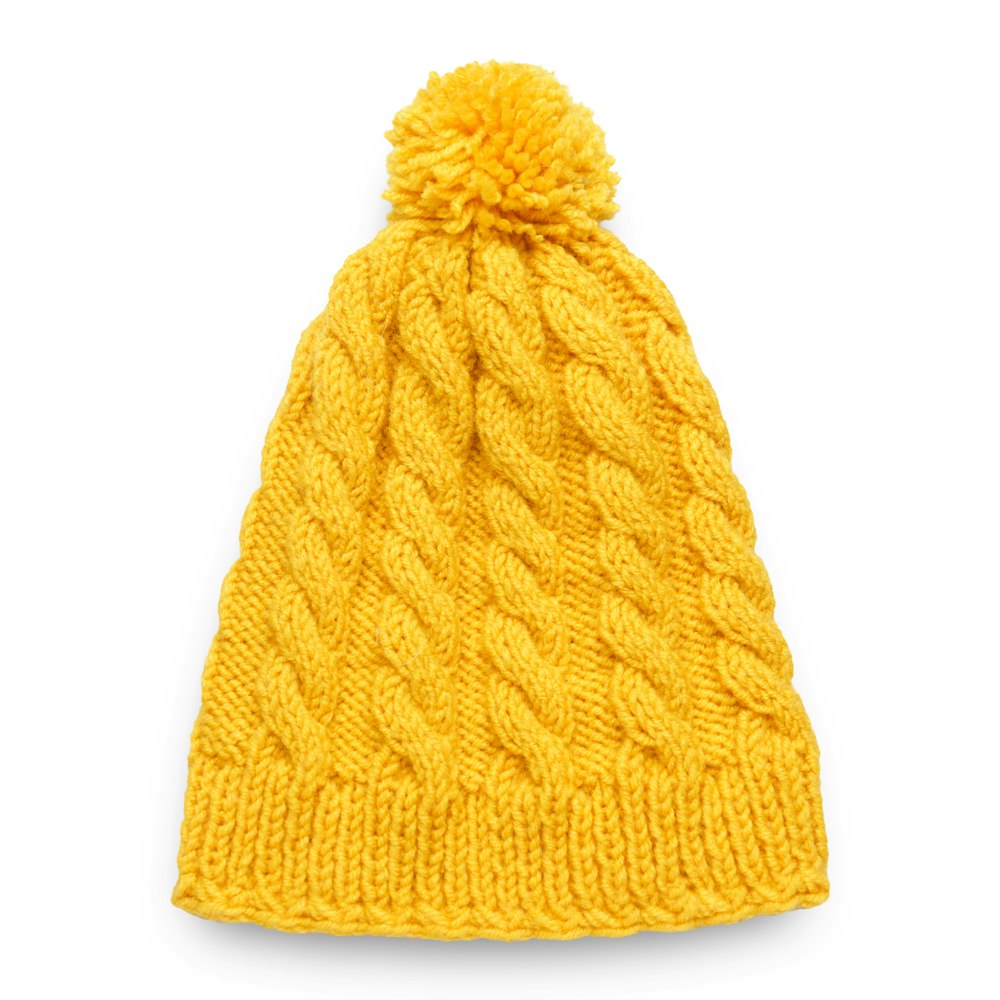 yellow knit bubble cap