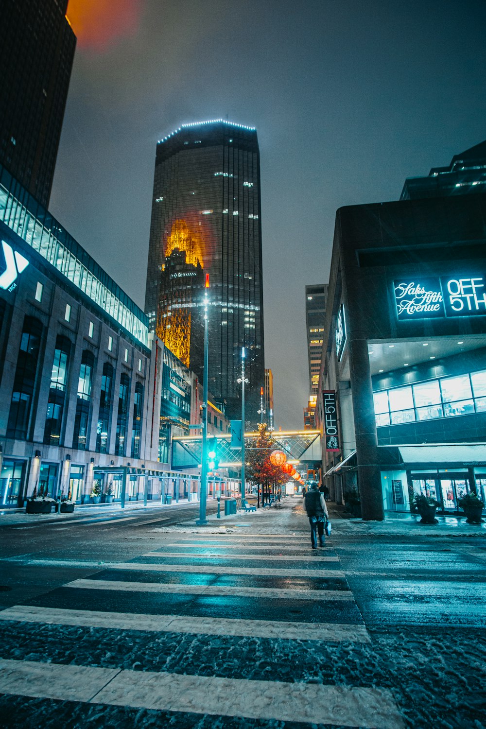 people on road at night