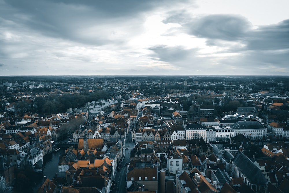 aerial photograph of town