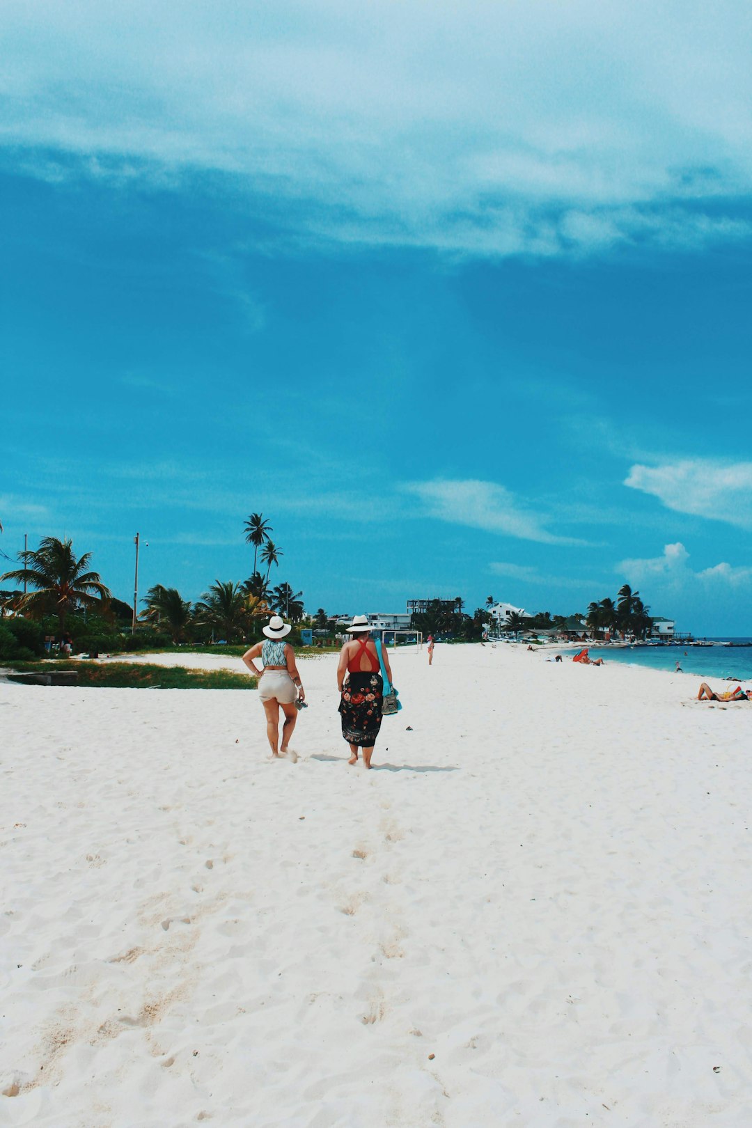 two person walking on beach