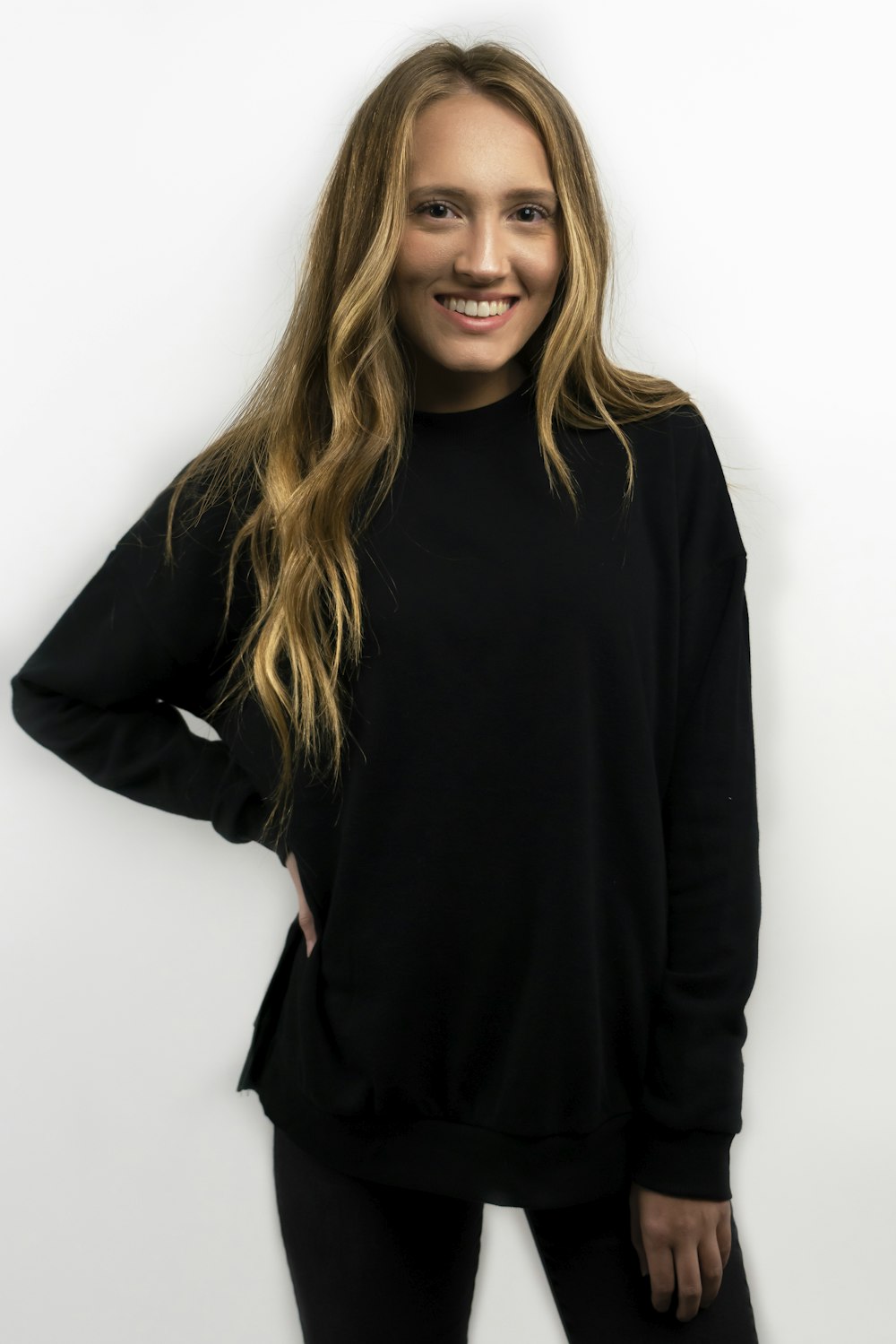 woman wearing black sweater