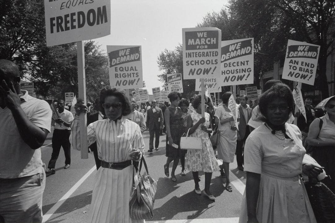Civil rights march on Washington, D.C, Civil rights march on Washington, D.C. Film negative by photographer Warren K. Leffler, 1963. From the U.S. News & World Report Collection. Library of Congress Prints & Photographs Division.<p></figure>Photograph shows a procession of African Americans carrying signs for equal rights, integrated schools, decent housing, and an end to bias.</p><p>https://www.loc.gov/item/2003654393/