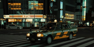 taxi crossing road