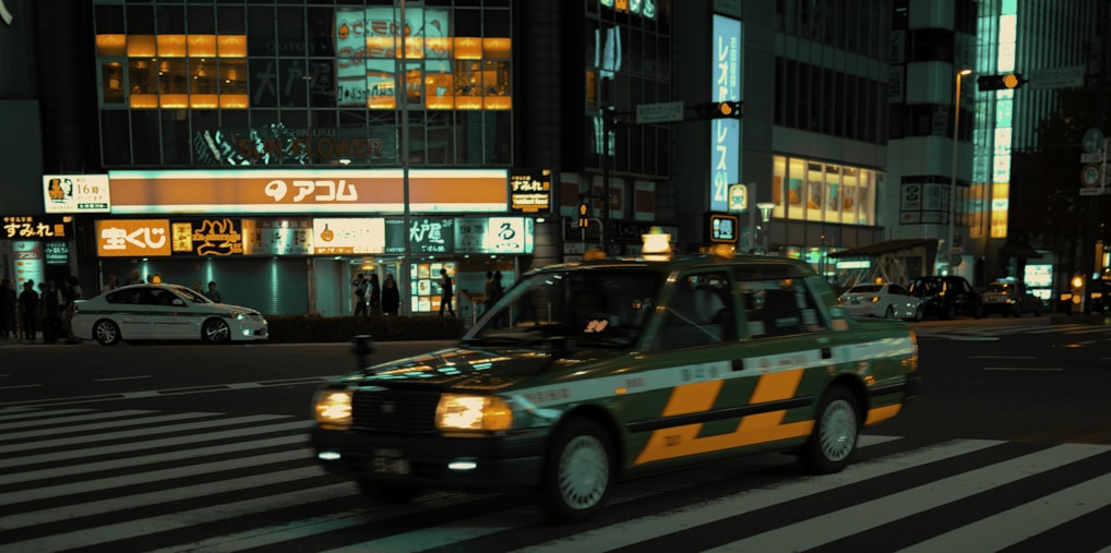 taxi crossing road