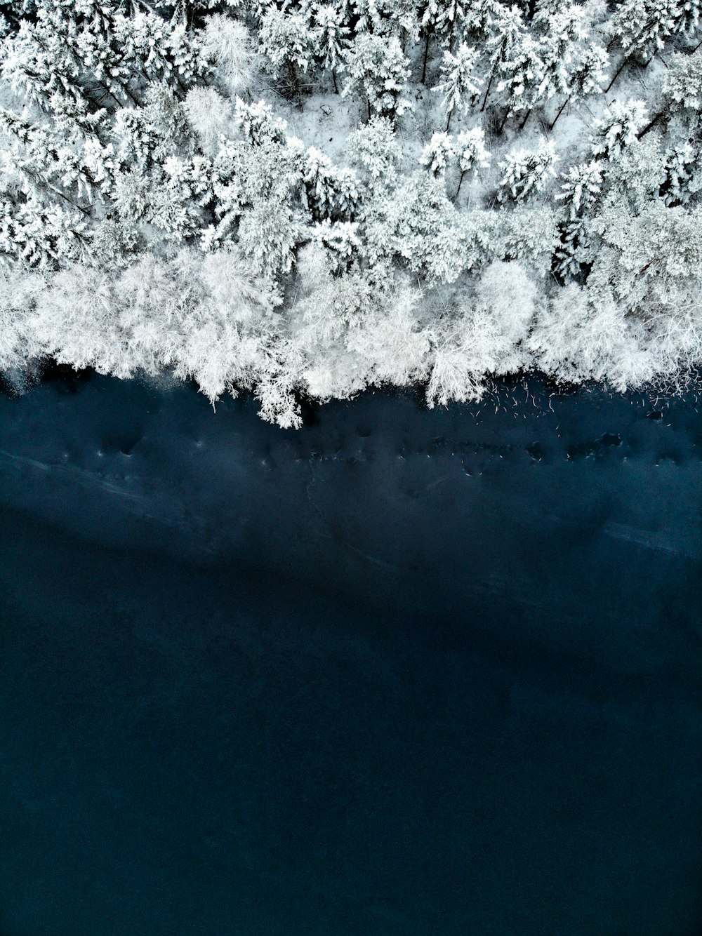 an aerial view of a body of water