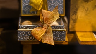 gold and blue box