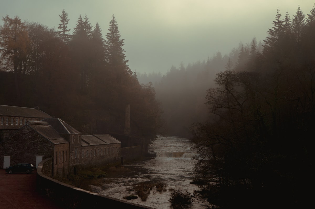 Historic mill buildings at New Lanark in South Lanarkshire