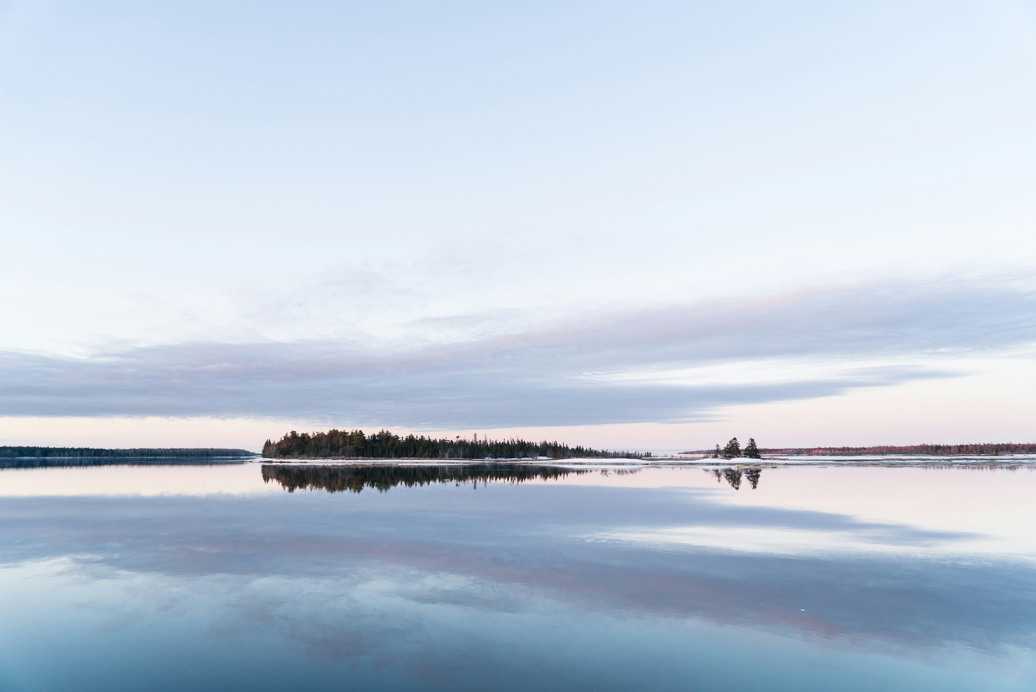 body of water, Perfect reflection of a canadian landscape during sunset