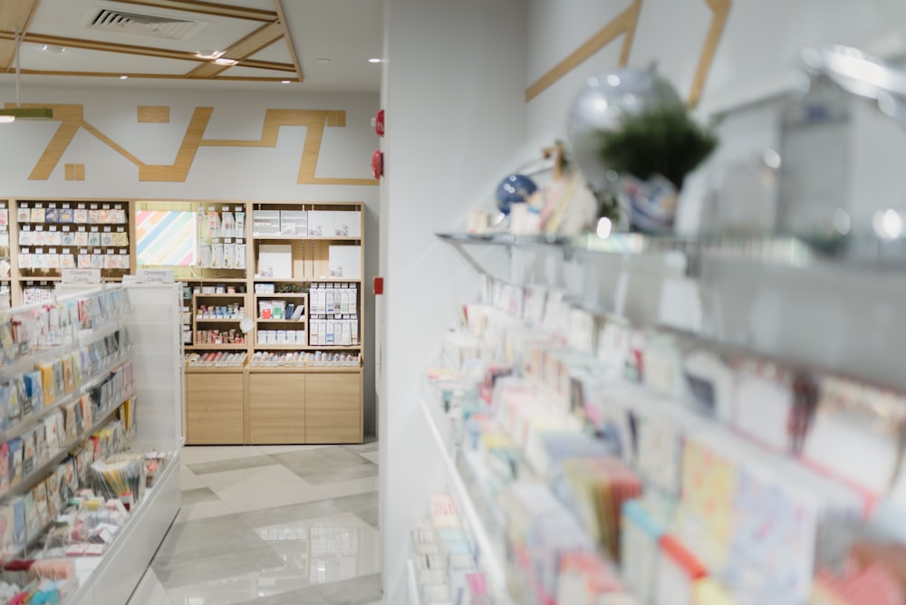 assorted book on display in book store