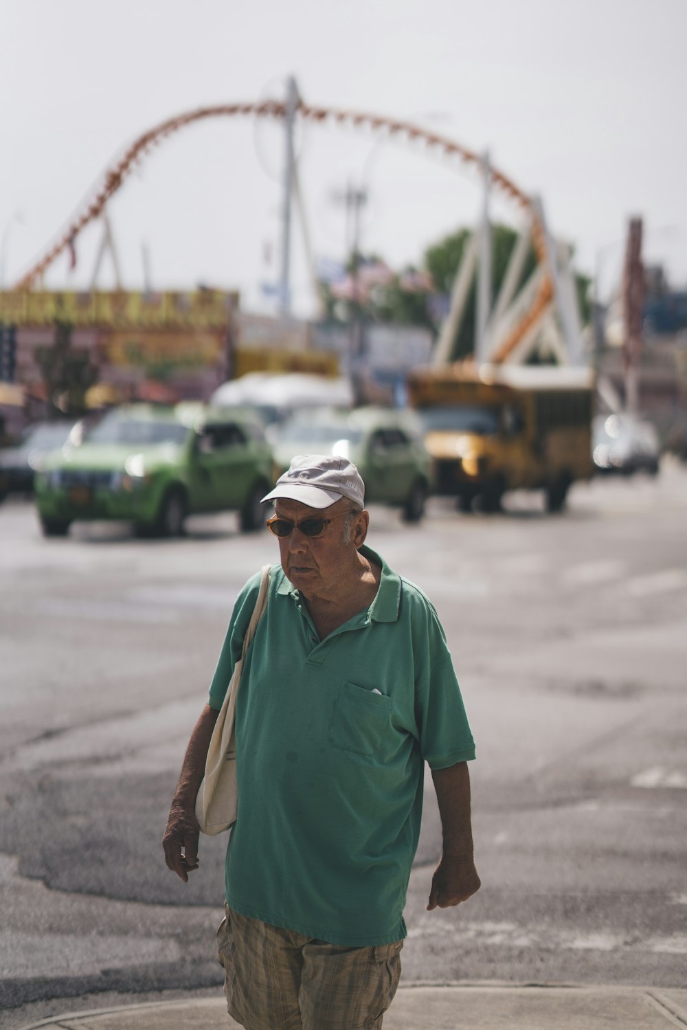 man in green polo shirt