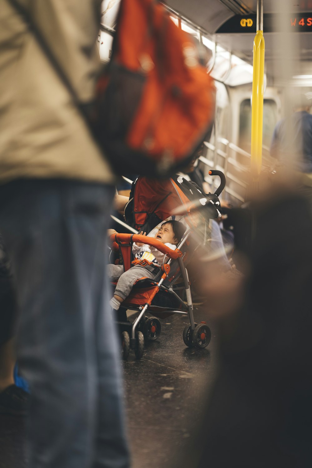 orange and black backpack