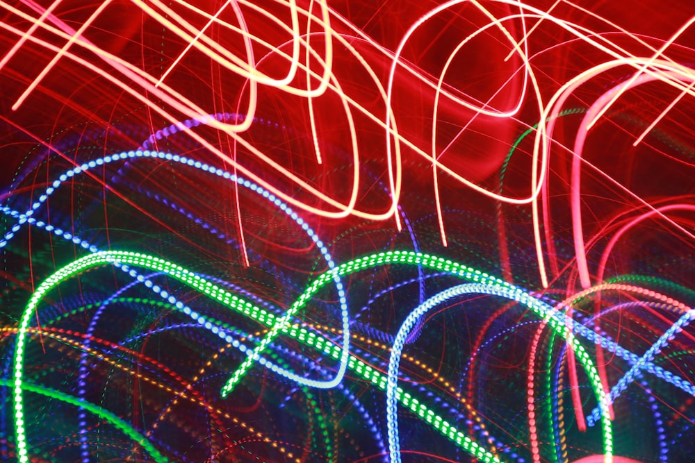 red, blue, green, and pink light illustration
