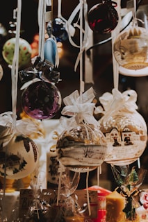 Elegant hanging ornaments displayed in a cozy corner.