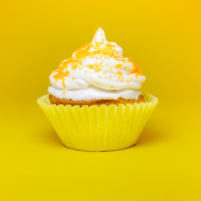 cupcake on yellow background