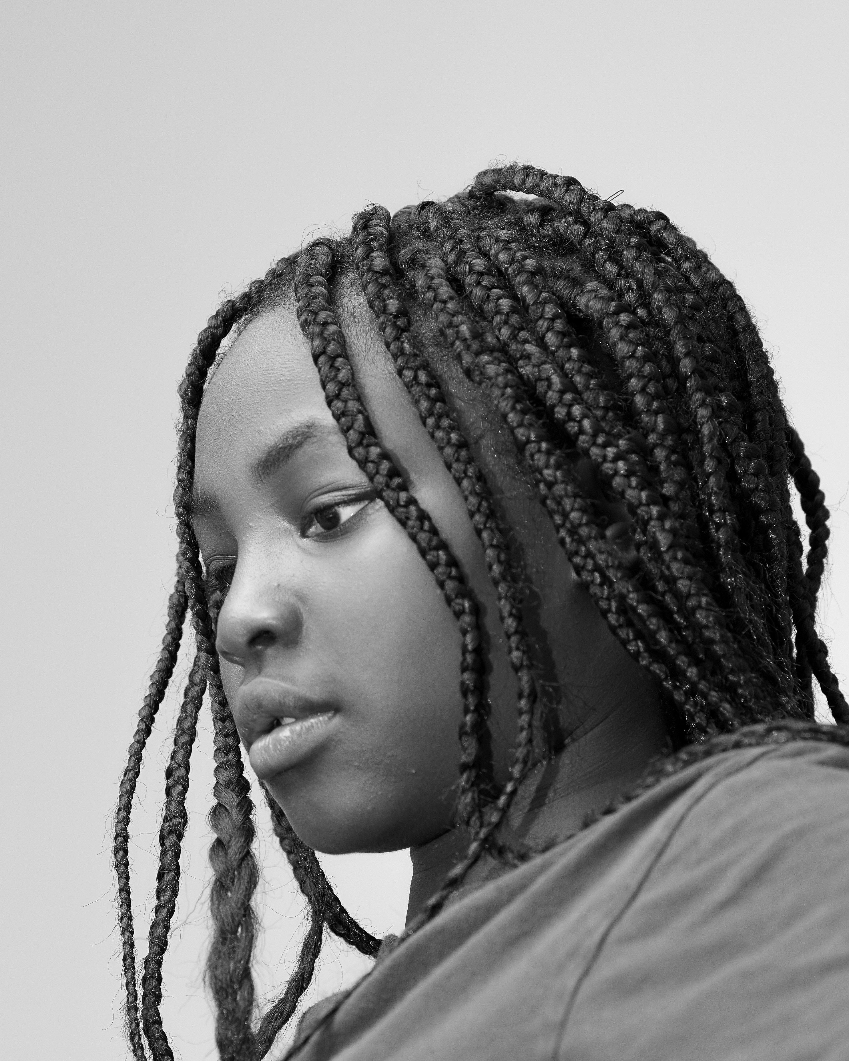 Grayscale Photography Of Woman With Braided Hair Photo Free