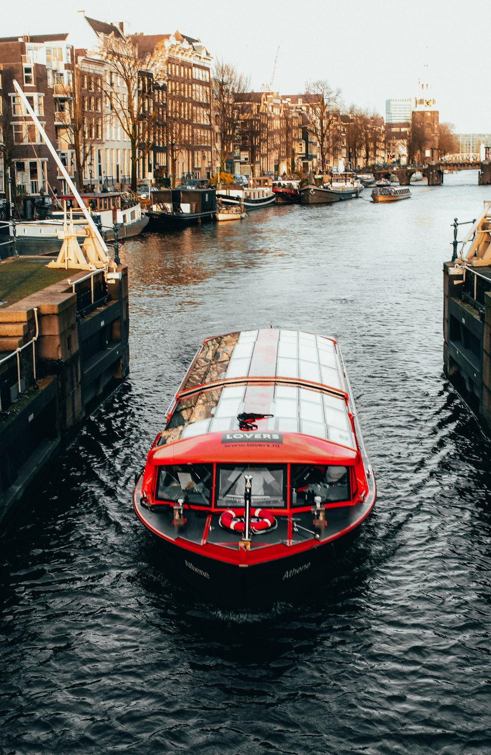 red passenger boat