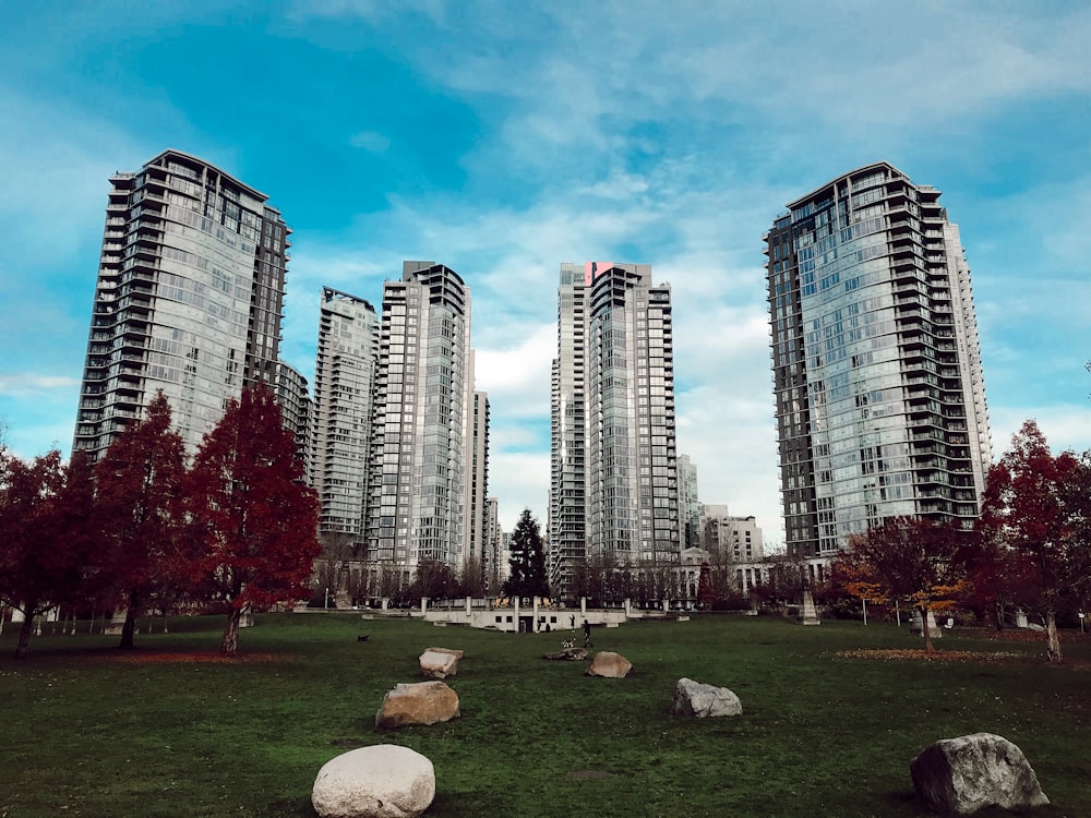 gray city buildings under cloudy sky