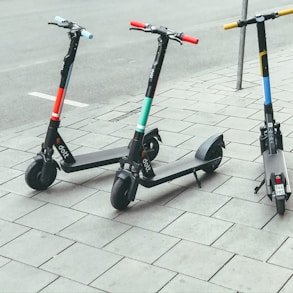 electric scooters beside street