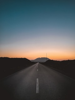 empty highway at sunset