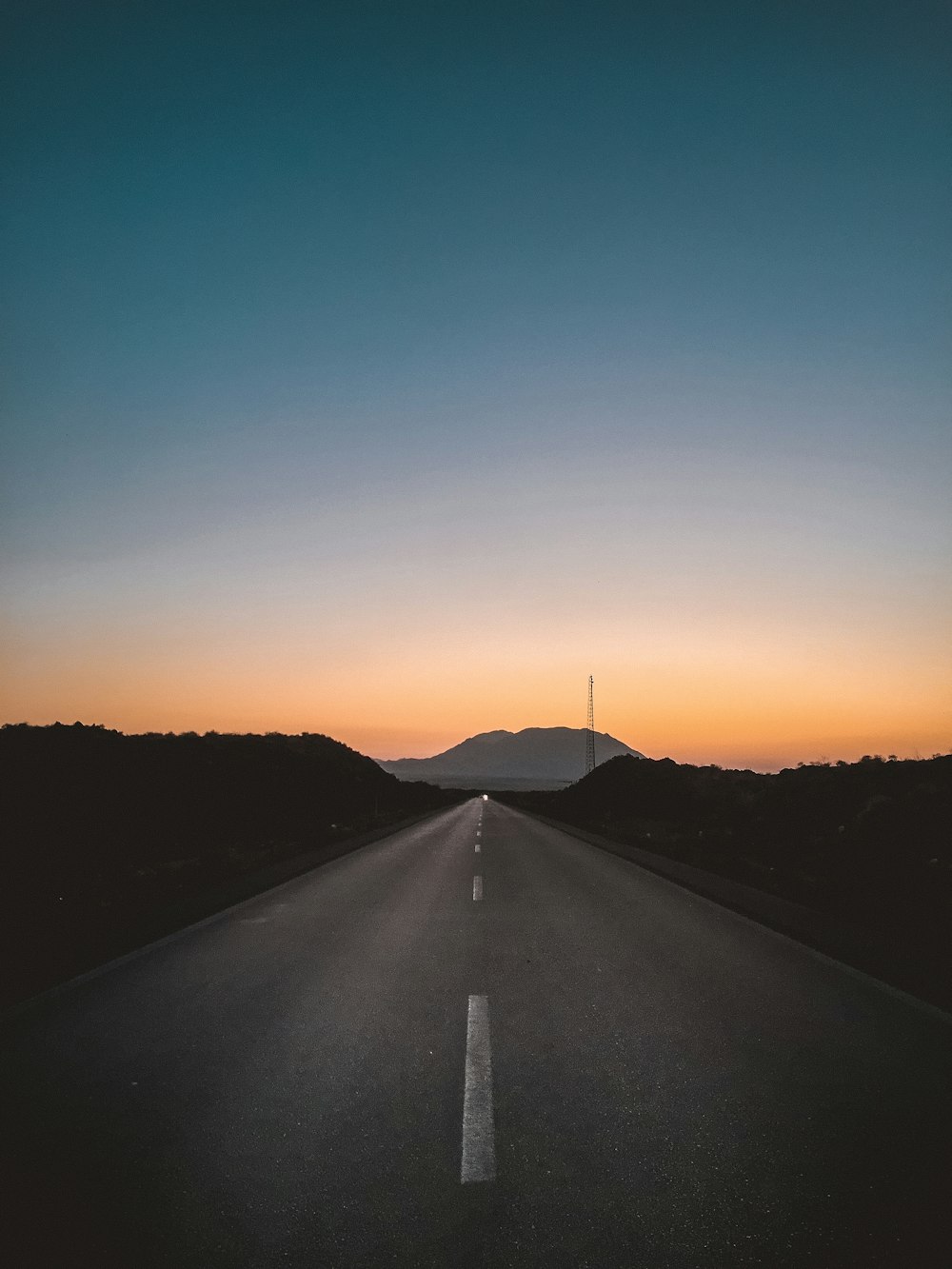 empty highway at sunset