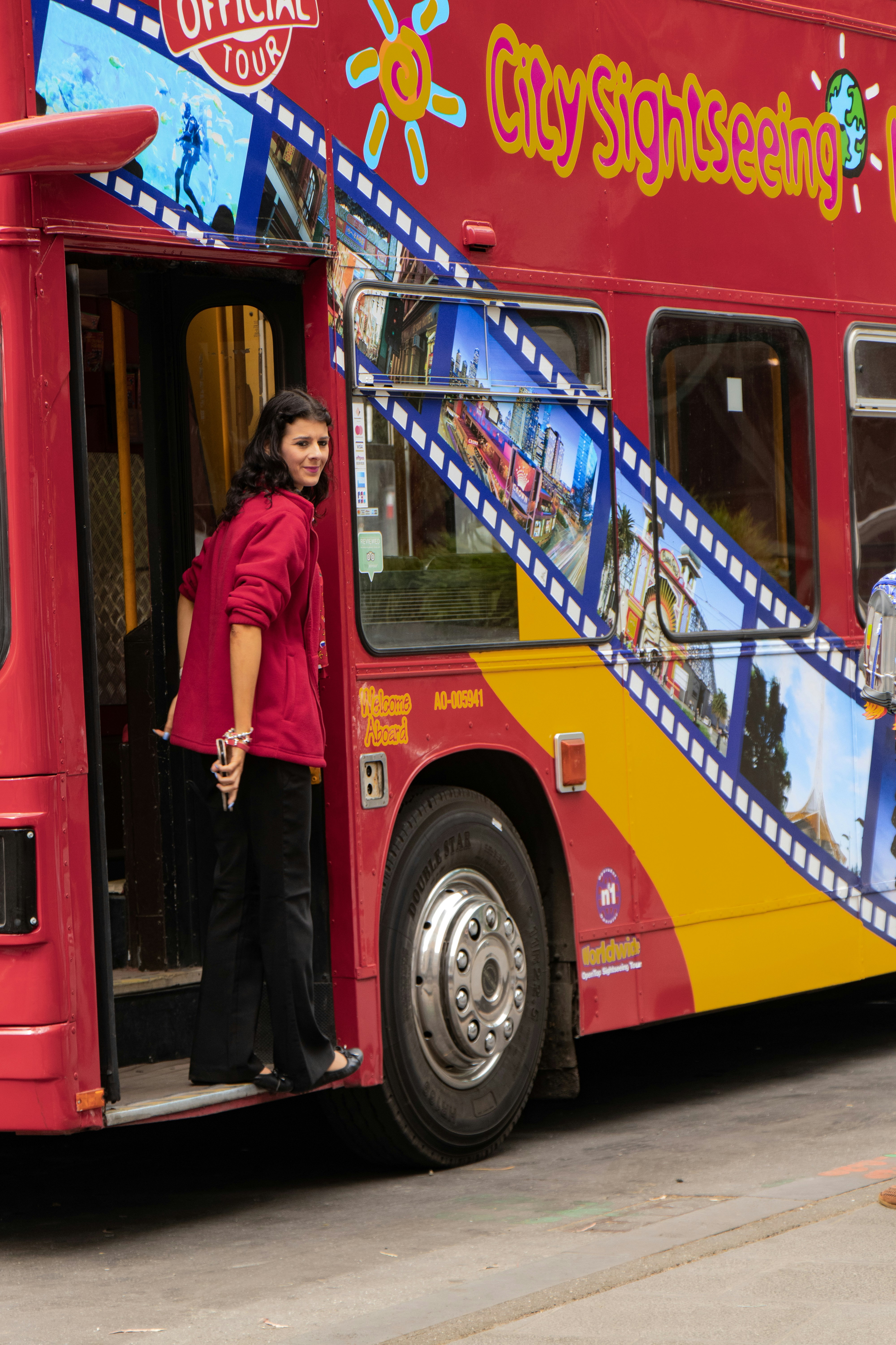 Tourist on a City Sightseeing Bus