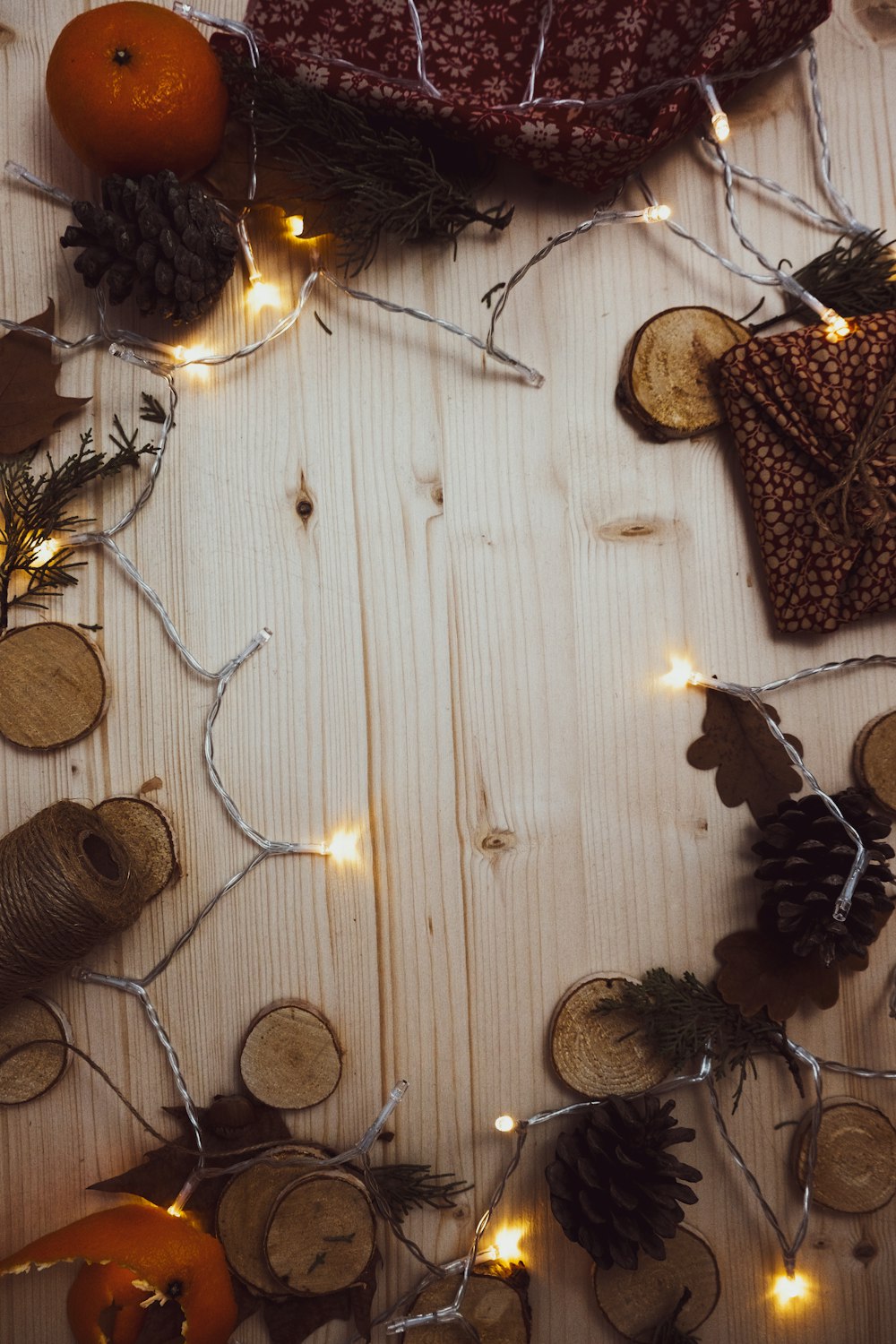 flatlay photography of brown candles