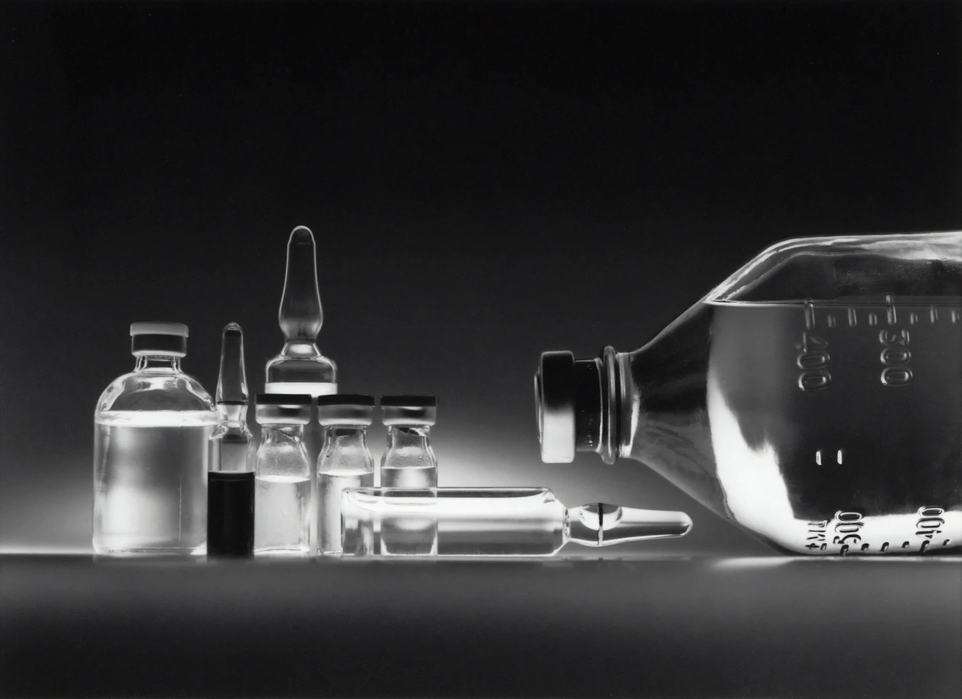 Laboratory glassware in monochrome light