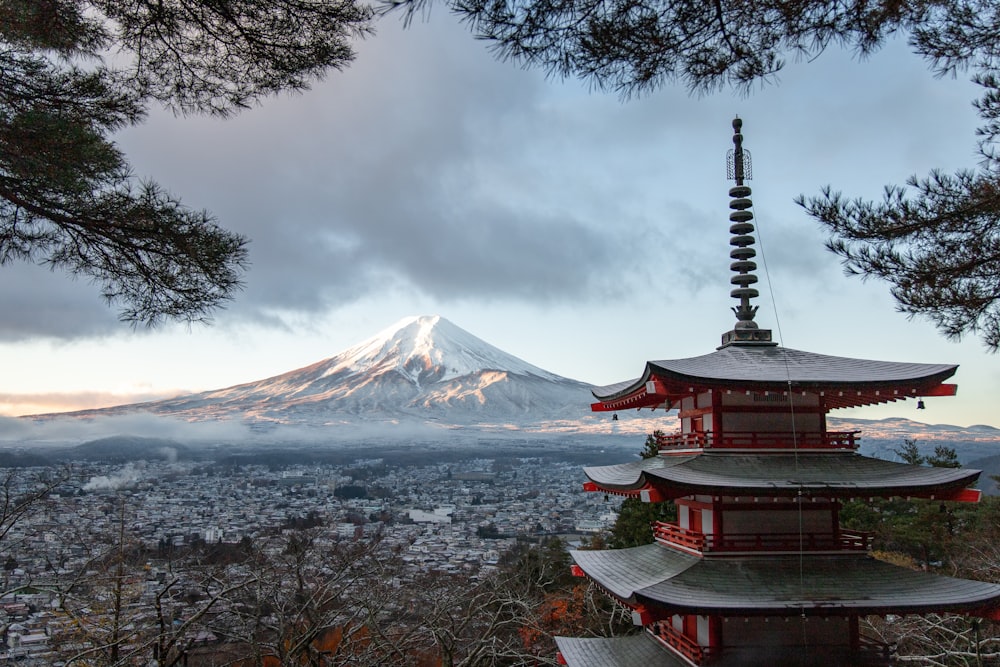 red and gray pagoda