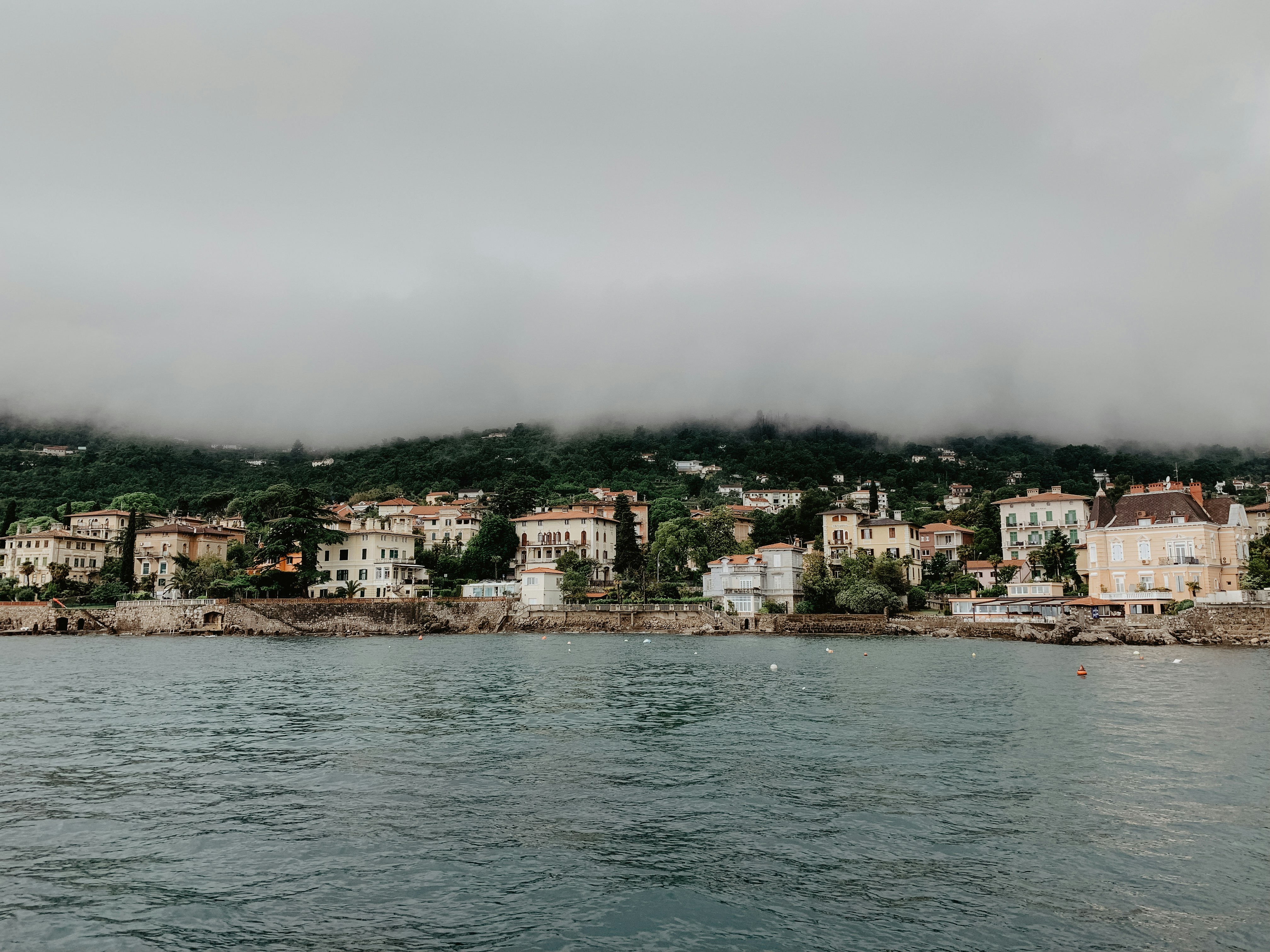 foggy coastal town