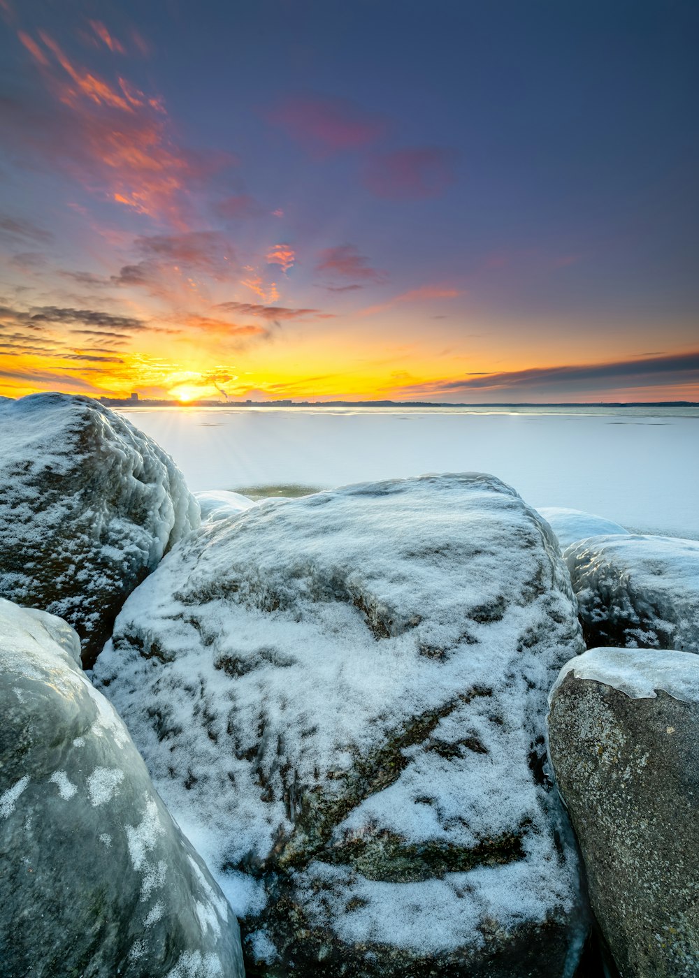 body of water during golden hour