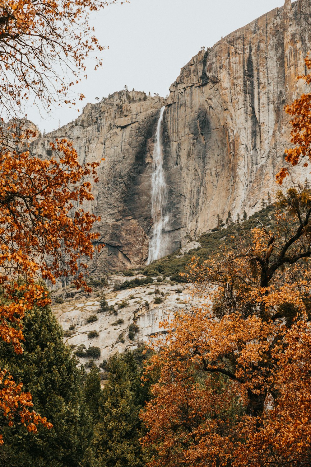 time-lapse photography of flowing waterfall