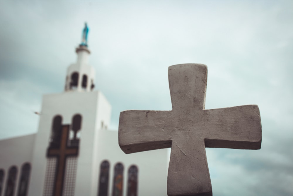 white cross statue