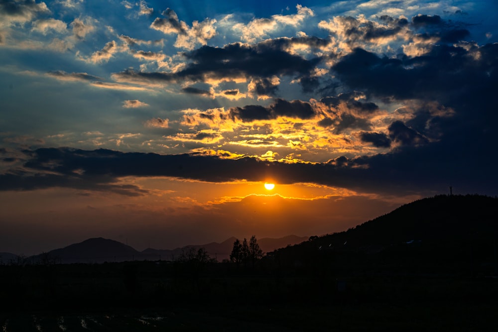 mountains under sunset