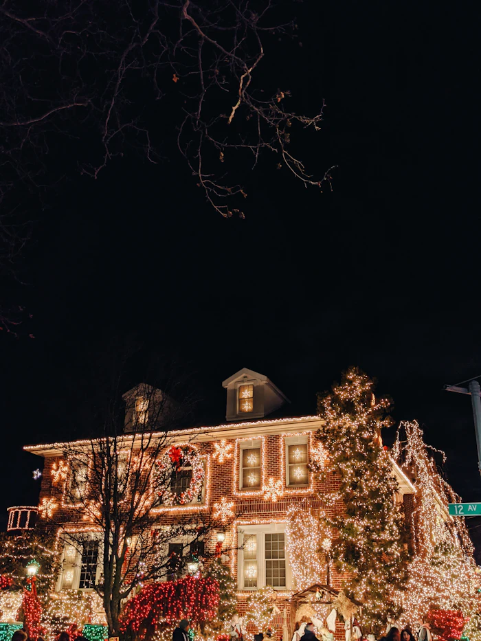 Warmly lit home at dusk