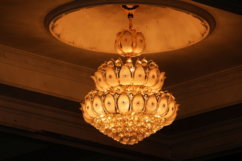 lighted crystal chandelier