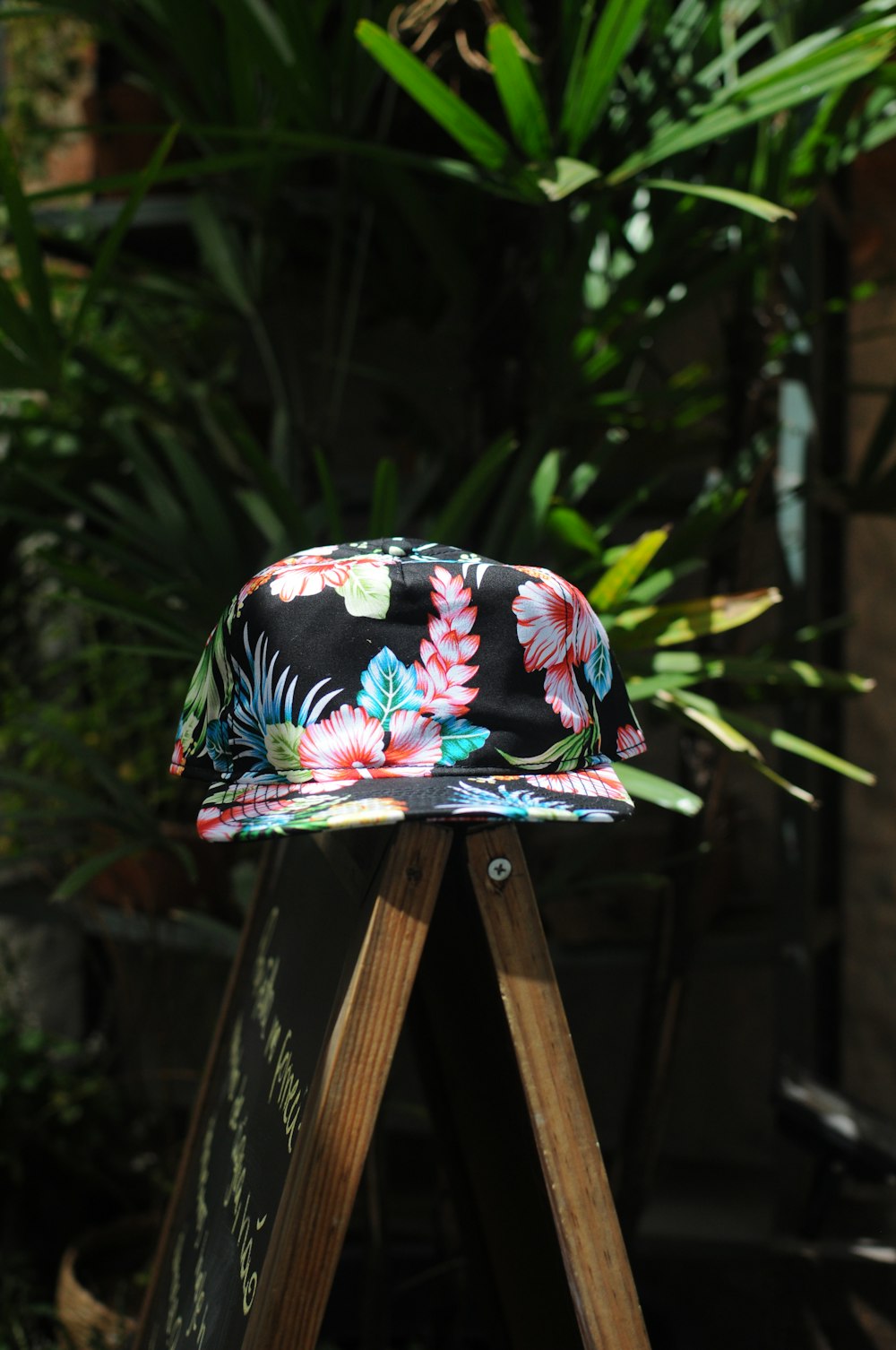multicolored floral fitted cap