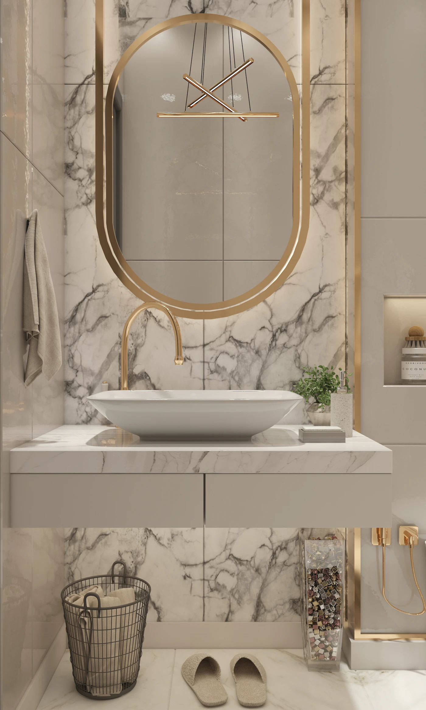 Lavabo de cerámica en un baño