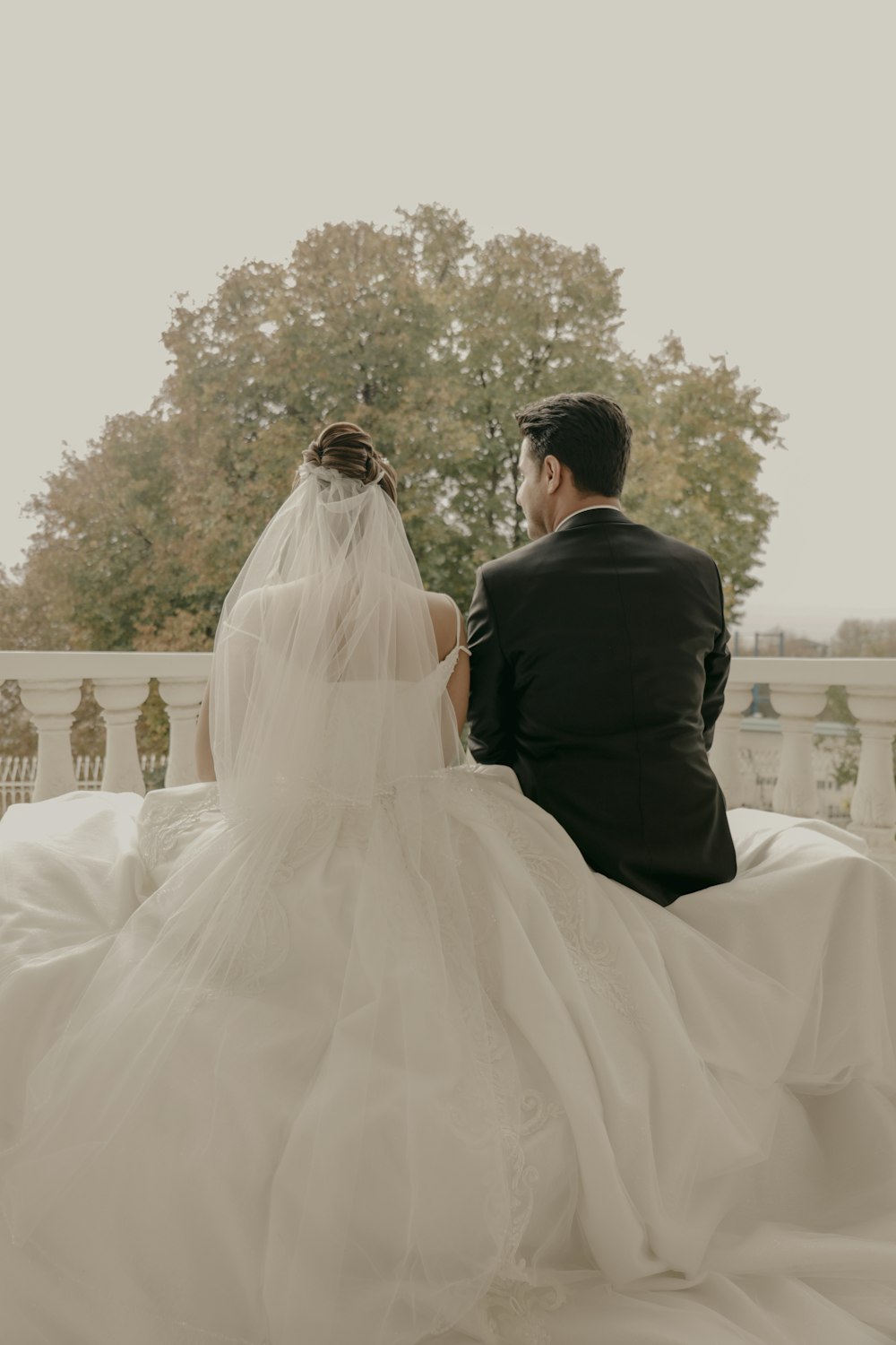 Bride Wearing Beige Abaya Dress And Tiara Photo Free Apparel