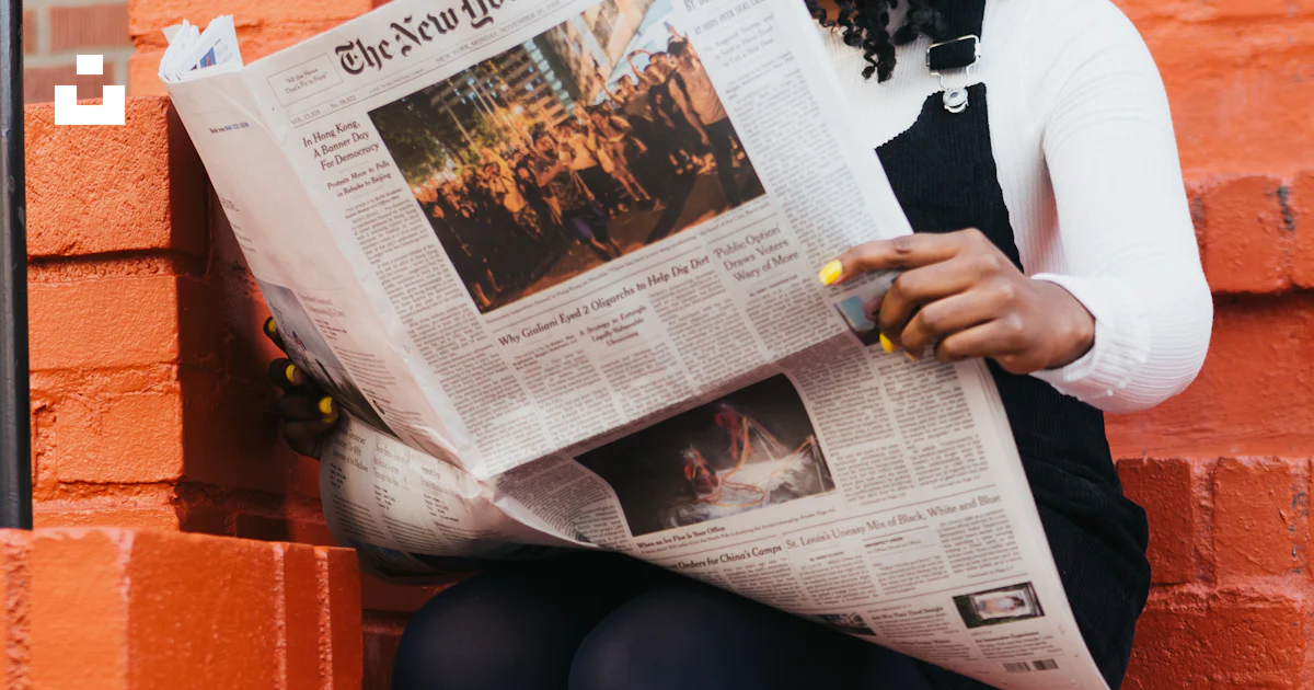 Woman Sitting On Concrete Stairs While Reading Newspaper Photo Free woman-sitting-on-concrete-stairs-while-reading-newspaper-photo-free