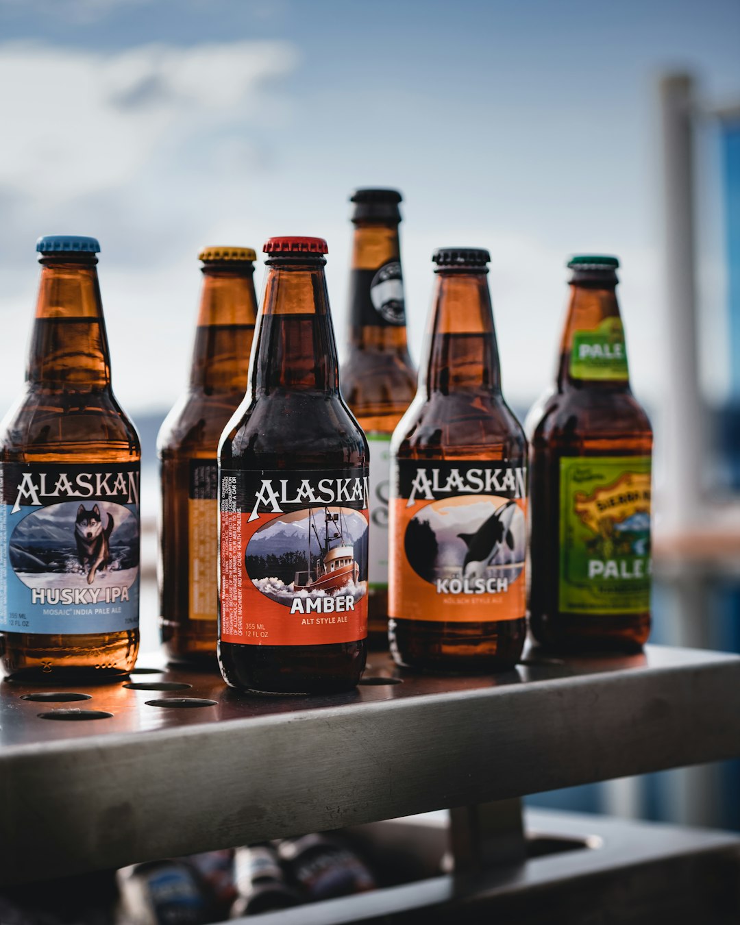 selective focus photography of Alaskan beer bottles