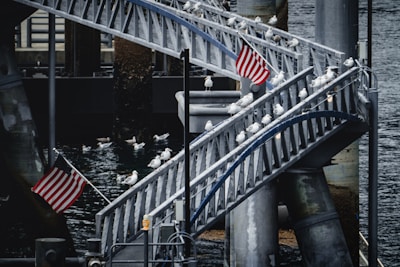 shallow focus photo of flag of United States of America