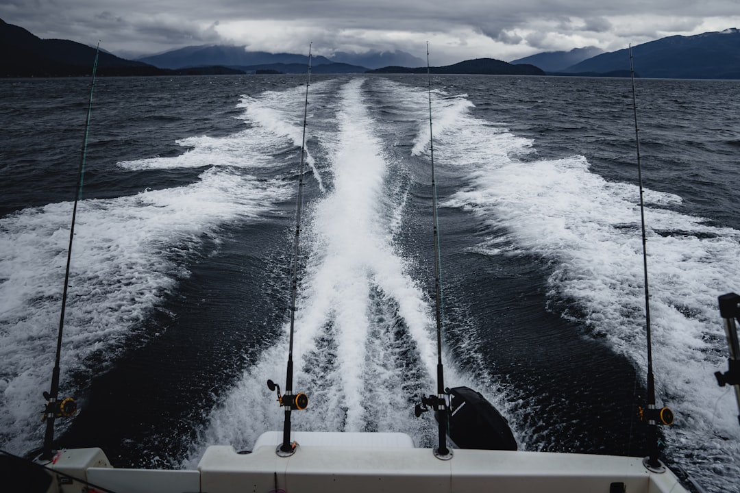 fishing rods on speeding boat
