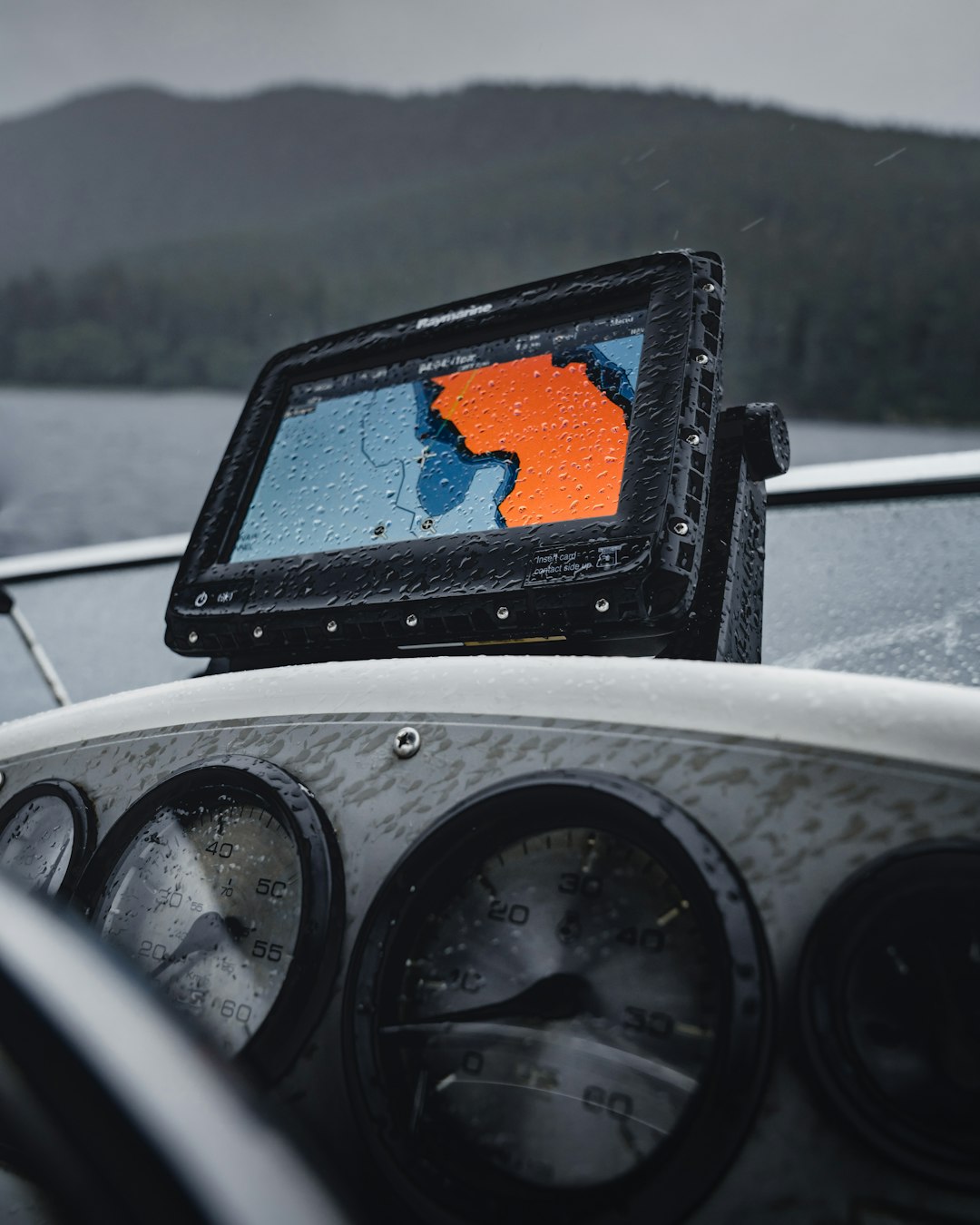 boat with black GPS monitor