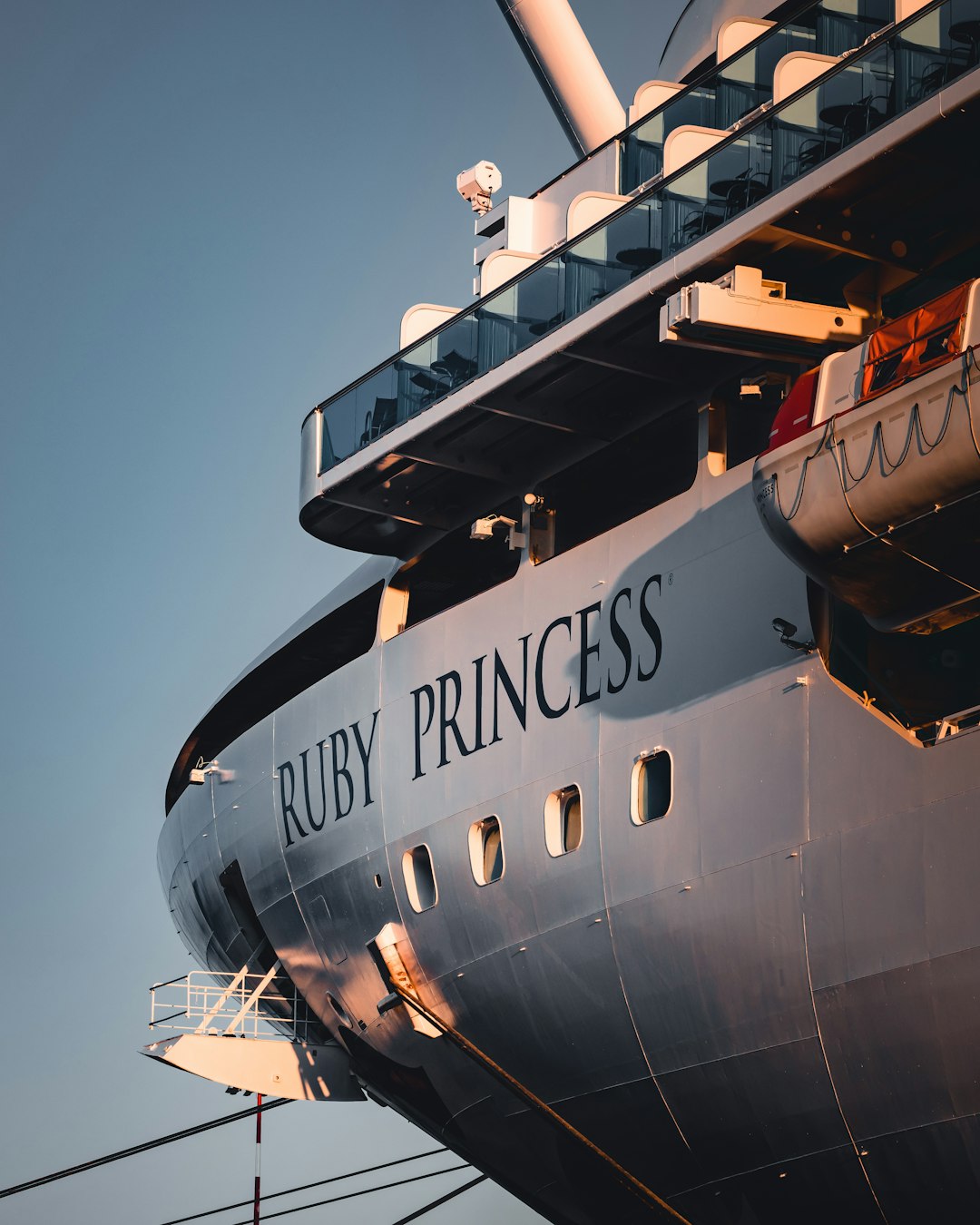 white and grey Ruby Princess ship